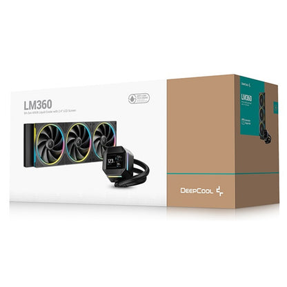 DeepCool LM360 BLK Liquid CPU Cooler IPS Display 360mm AIO Triple 120mm ARGB Fan