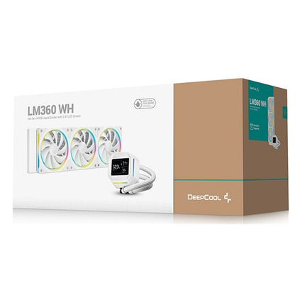 DeepCool LM360 Liquid CPU Cooler in White with 2.4 Inch IPS Display