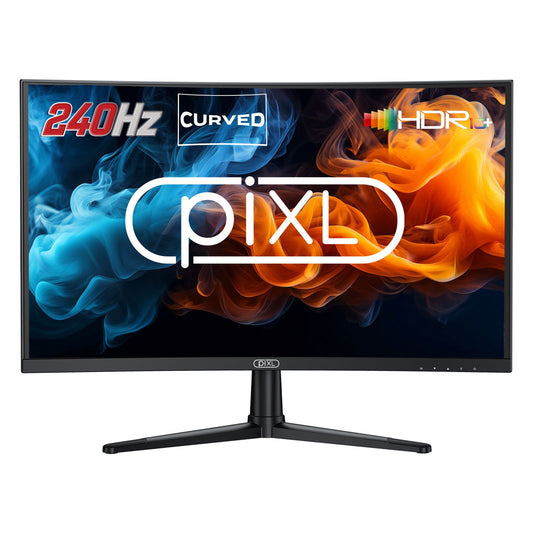piXL PX27CC301B 27 Inch 240Hz HDR 10+ Full HD Curved Gaming Monitor with 1920 x 1080 Resolution, 1ms Response Time, HDR 10+, DisplayPort, 2 x HDMI & VESA Mount