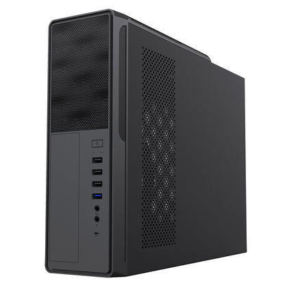 CiT S014C Black Slim Micro ATX/ITX Desktop Case, 300W Power Supply, USB Ports