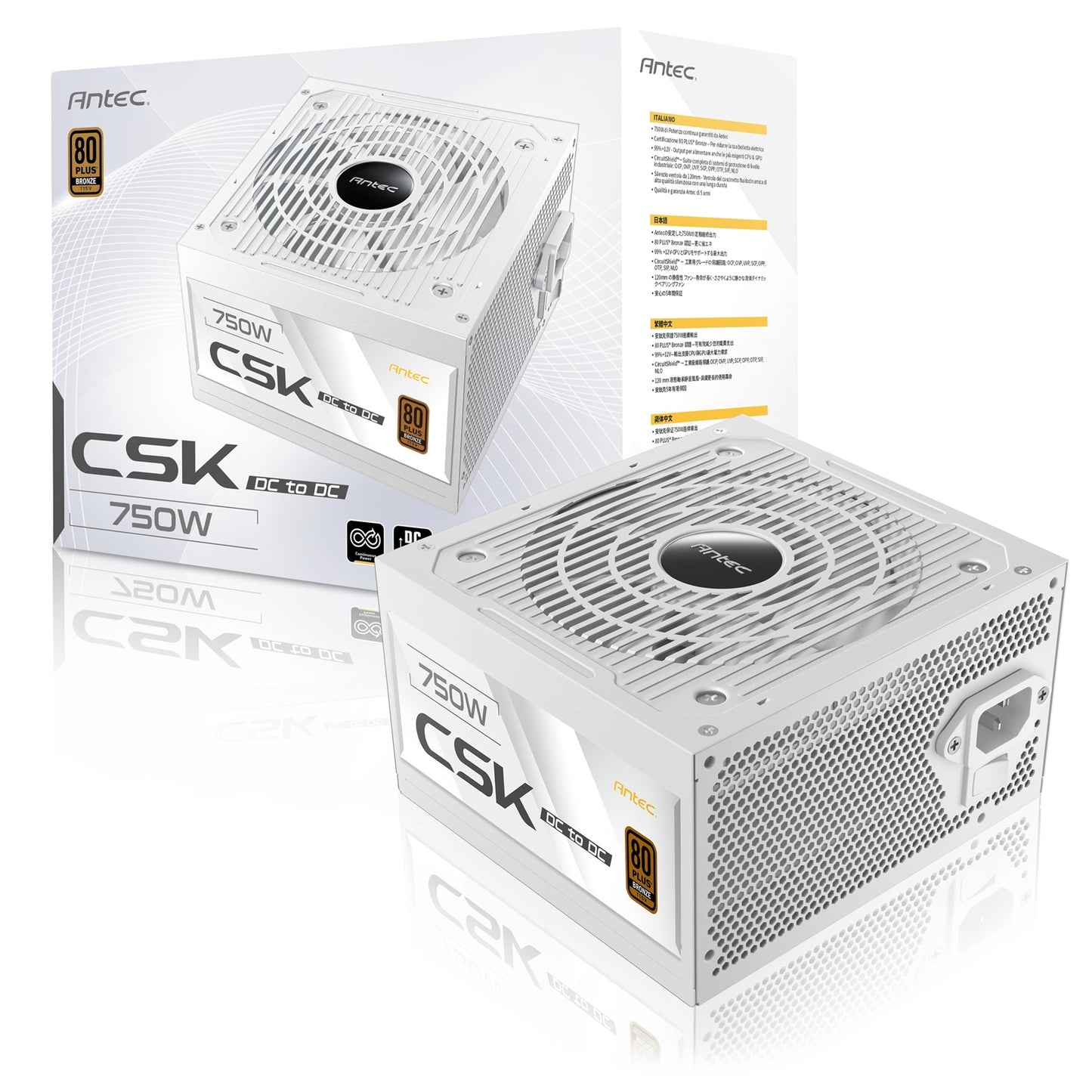 Antec CSK DC 750W PSU, White, 80+ Bronze, Fully Wired, Antec's 5-year warranty