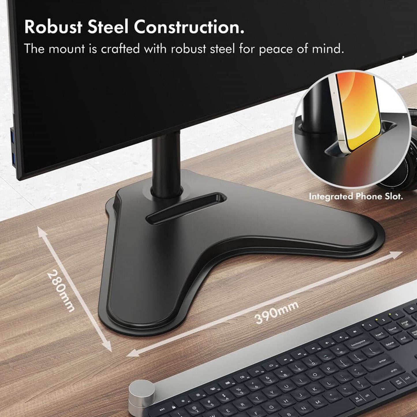 VonHaus Single Monitor Mount and Stand for 13 to 32 Inch Screens, VESA Support