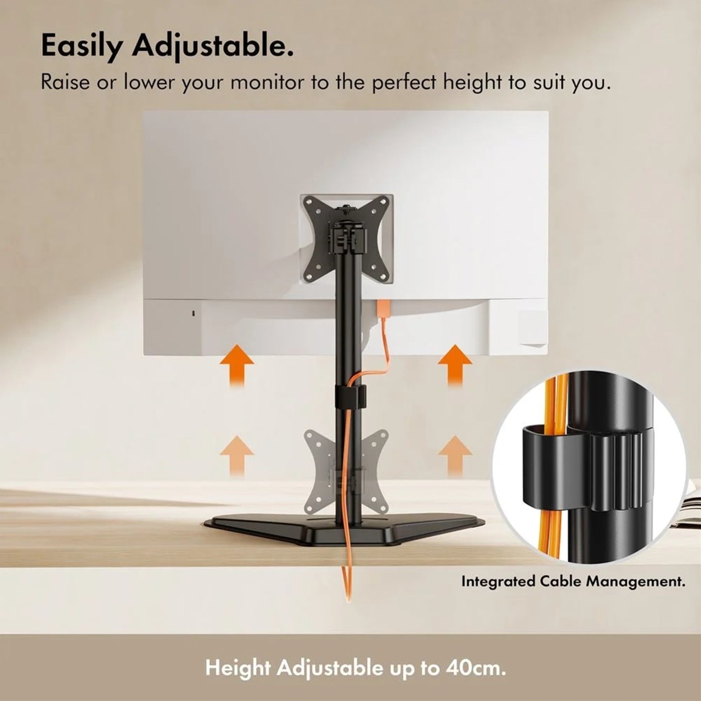 VonHaus Single Monitor Mount and Stand for 13 to 32 Inch Screens, VESA Support
