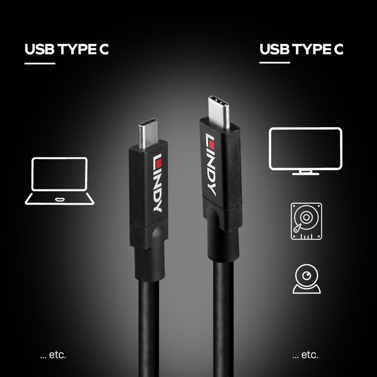 LINDY 43308 5m Active USB 3.2 Gen 2 C/C Cable, 10Gbps, UHD 8K