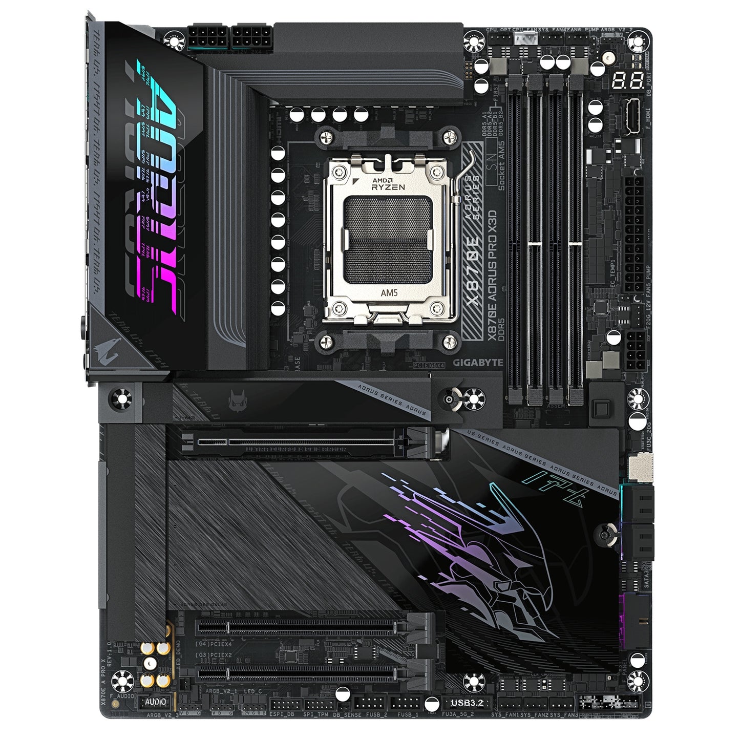Gigabyte X870E AORUS PRO X3D AMD AM5 Socket Motherboard, ATX DDR5 M2 I/O WiFi