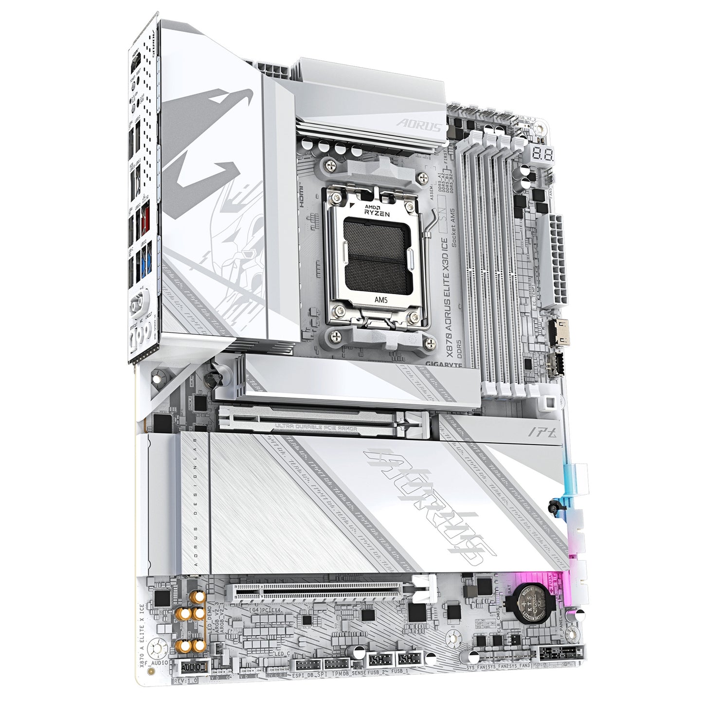 Gigabyte X870 AORUS ELITE X3D ICE AMD AM5 Socket Motherboard, ATX DDR5 M.2 WiFi
