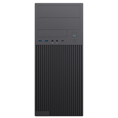 CiT Academy Mid-Tower Office PC Case With USB Type C, 80mm Rear Fan and 500W PSU