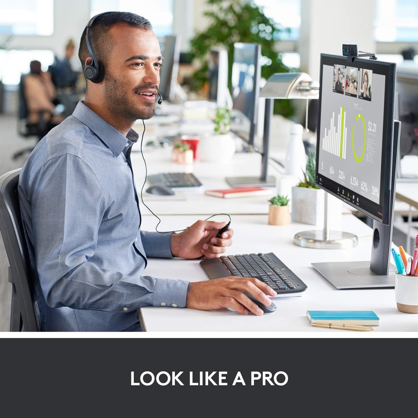 Logitech C920S HD Pro Webcam, FHD 1080p/30fps Video Calling, Clear Stereo Audio