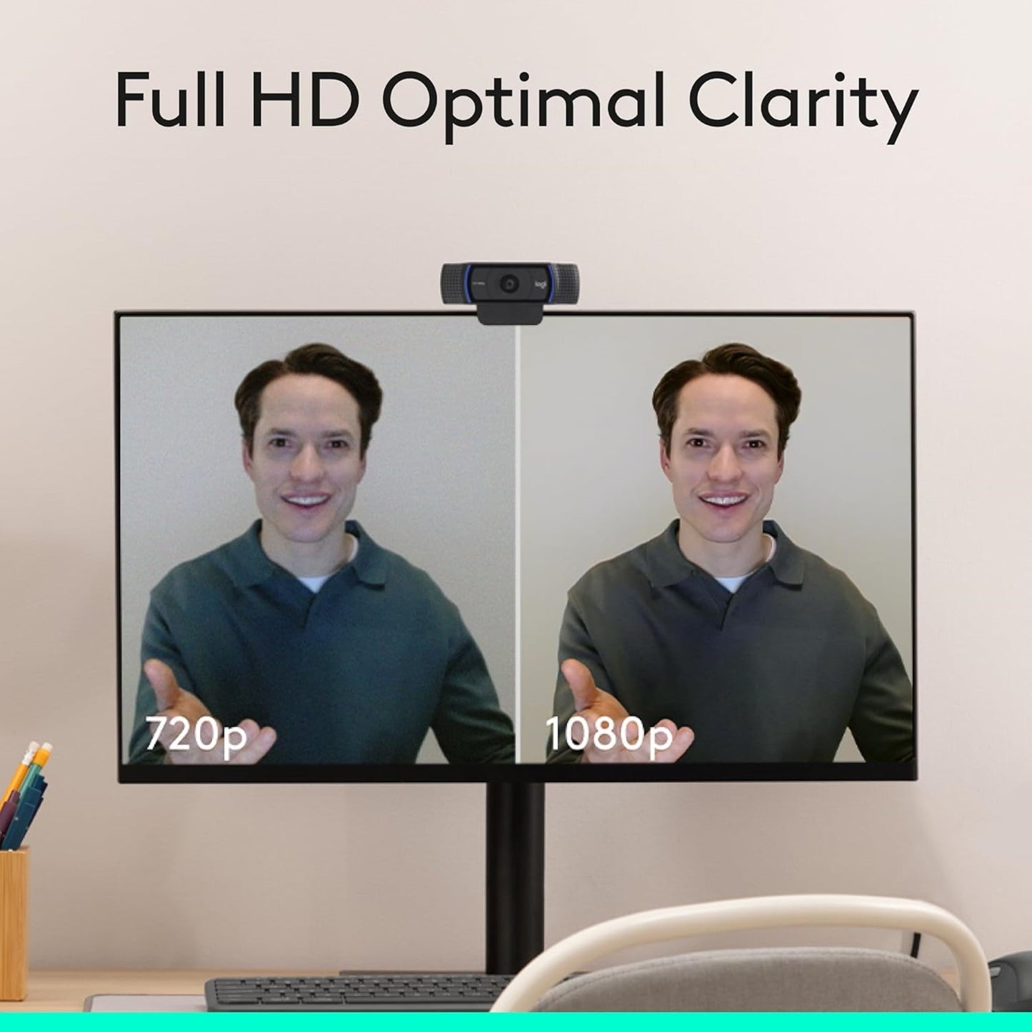 Logitech C920S HD Pro Webcam, FHD 1080p/30fps Video Calling, Clear Stereo Audio