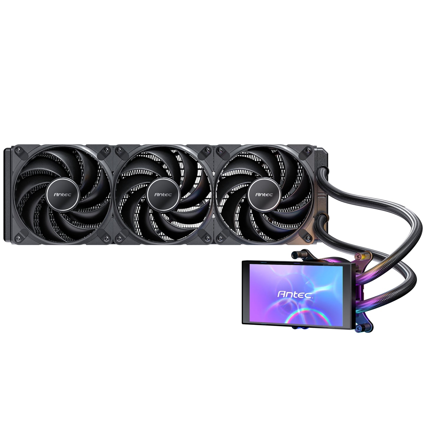 Antec Vortex View 360 Black AIO Liquid CPU Cooler, LCD, Pump, 3xPWM Fans, ARGB