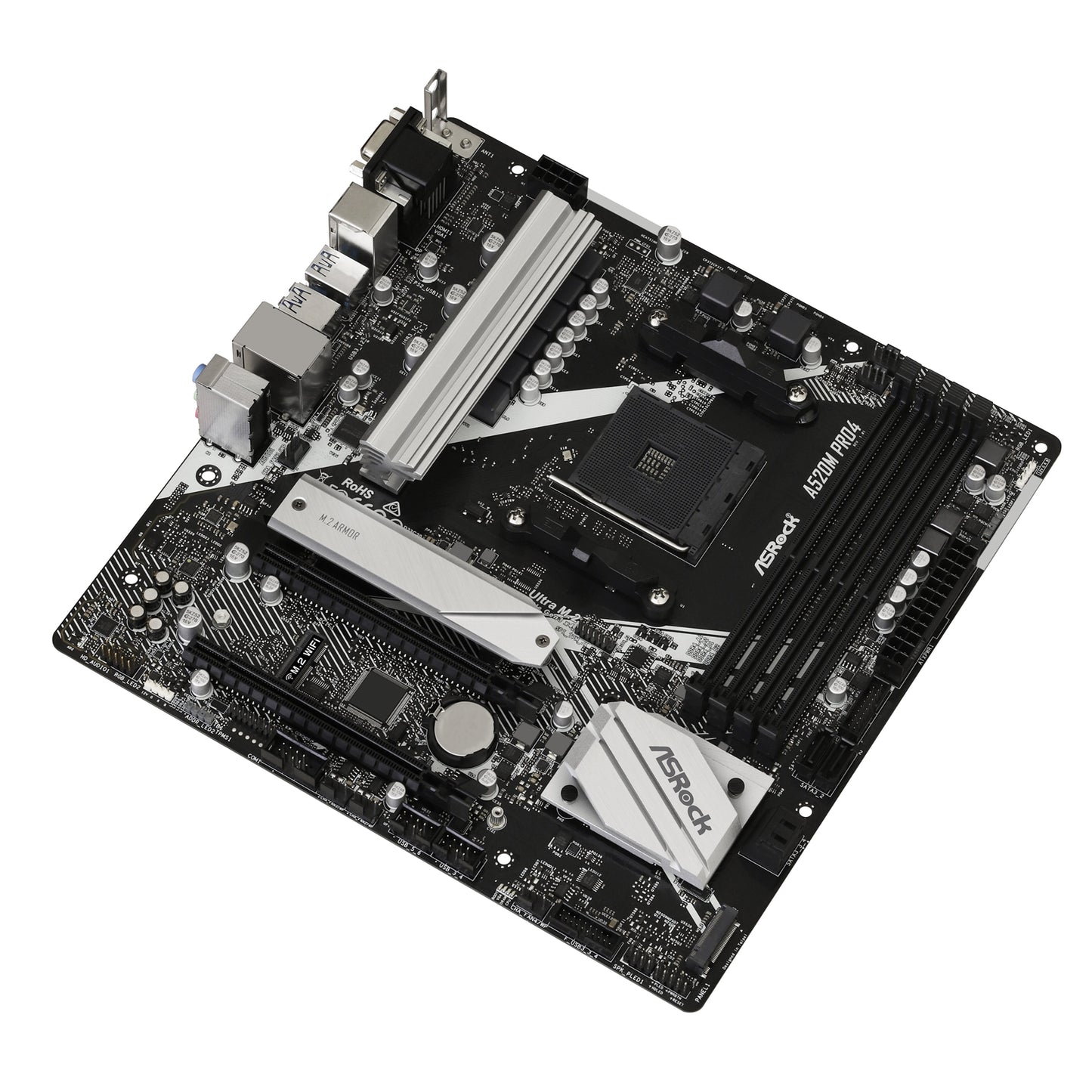 ASRock A520M PRO4 Super Alloy AMD AM4 Motherboard, mATX 4xDDR4 Slots M.2 Socket