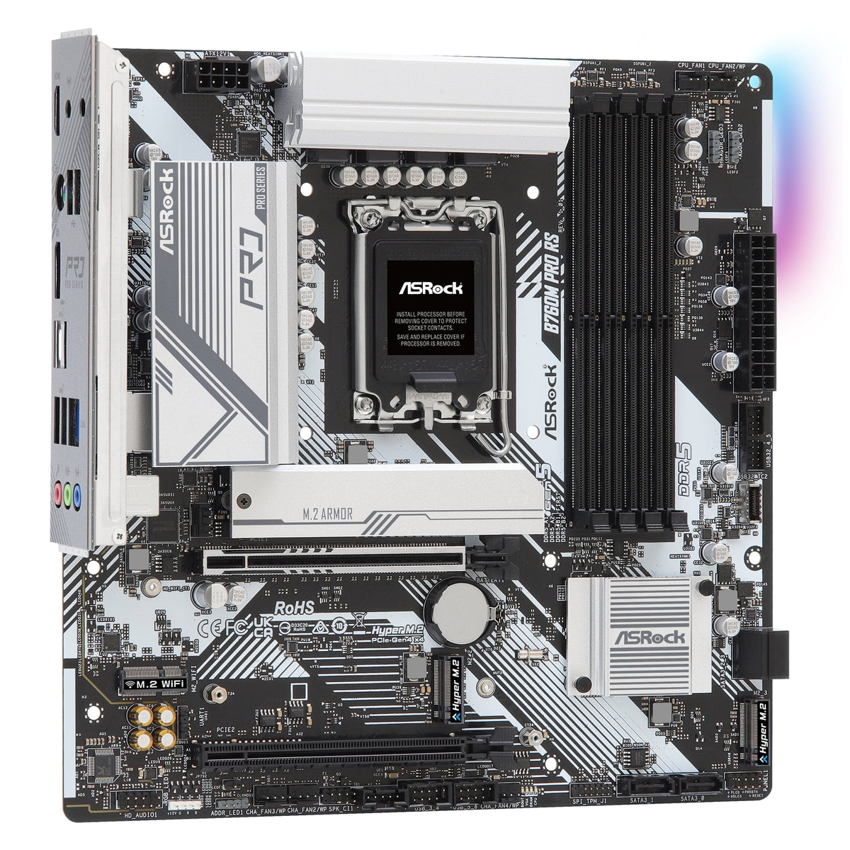 ASRock B760M PRO RS Motherboard, Intel 1700 Socket, Micro-ATX, DDR5, M.2, I/O