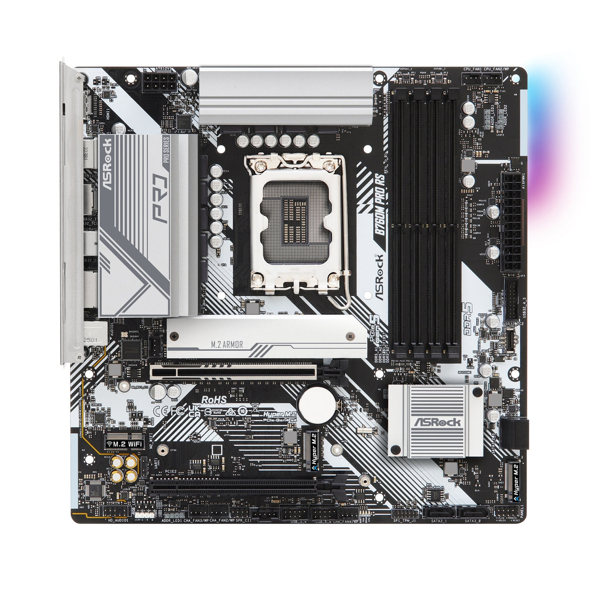 ASRock B760M PRO RS Motherboard, Intel 1700 Socket, Micro-ATX, DDR5, M.2, I/O