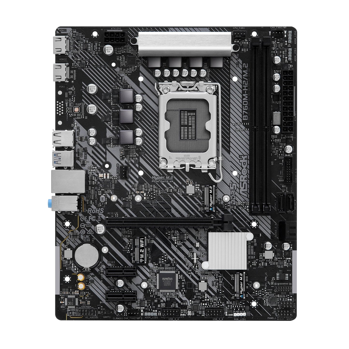 ASRock B760M-H2/M.2 Motherboard, Intel 1700 Socket, Micro-ATX, DDR5, LAN, HDMI