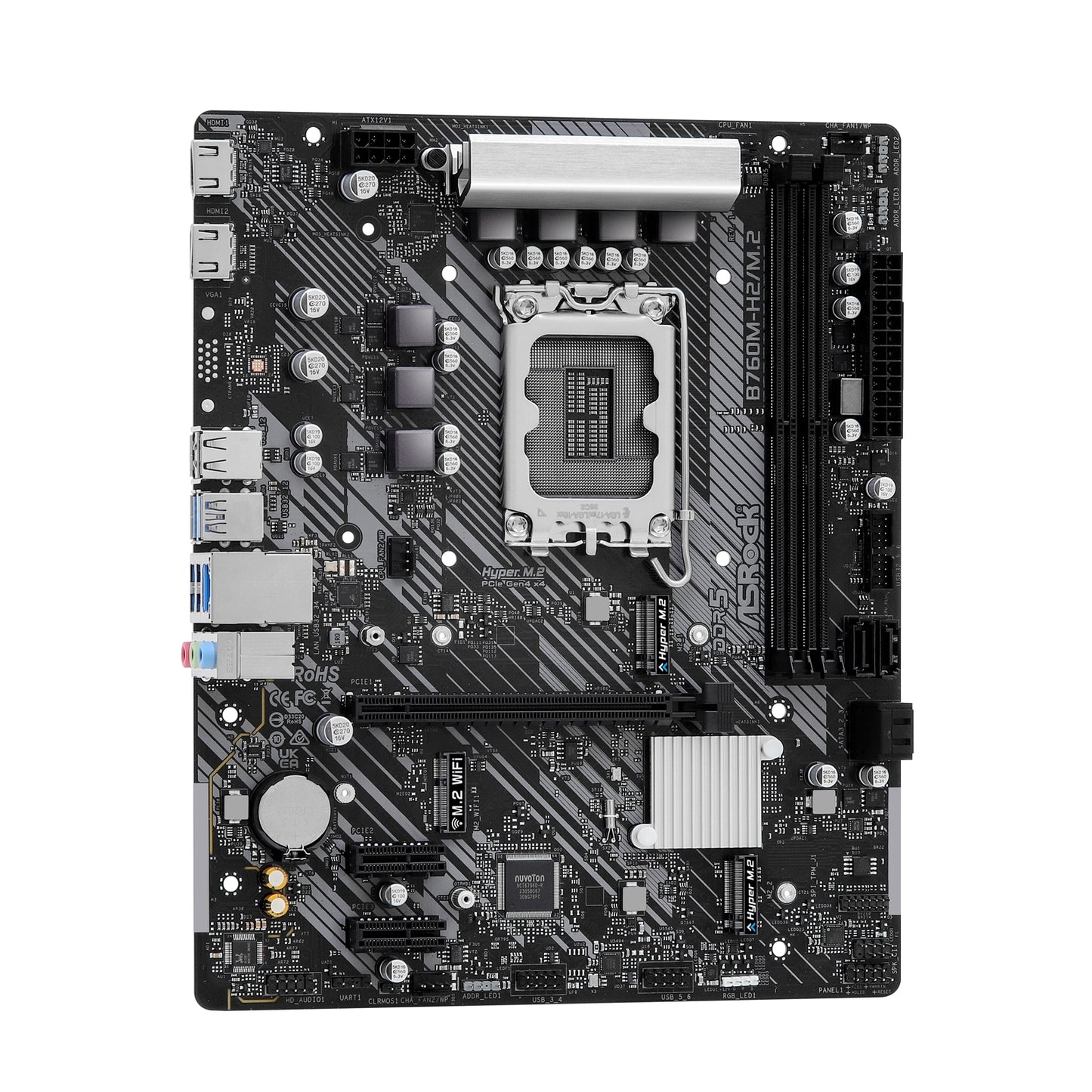 ASRock B760M-H2/M.2 Motherboard, Intel 1700 Socket, Micro-ATX, DDR5, LAN, HDMI