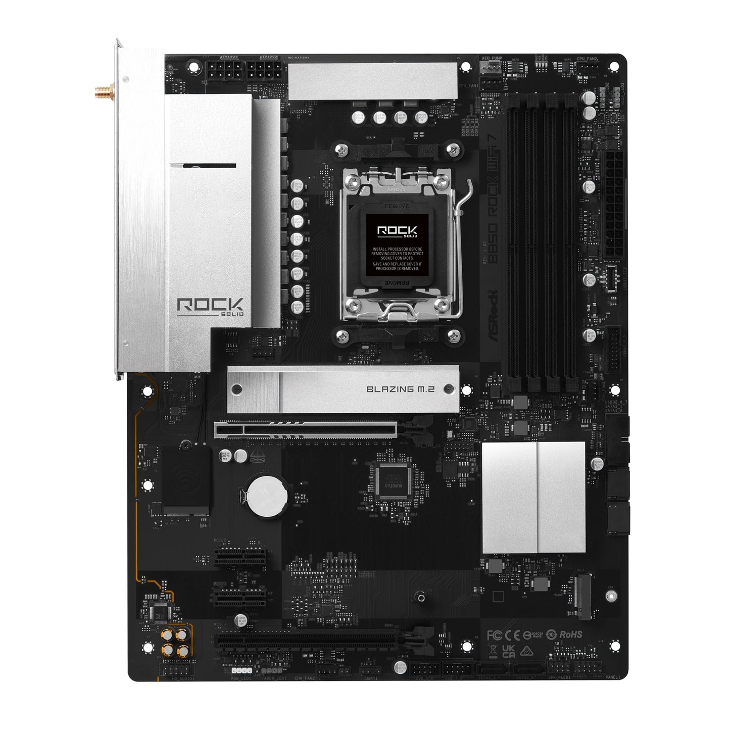 ASRock B850 Rock WiFi 7 AMD AM5 Socket Motherboard ATX 4xDDR5 Slots 2xM.2 Socket