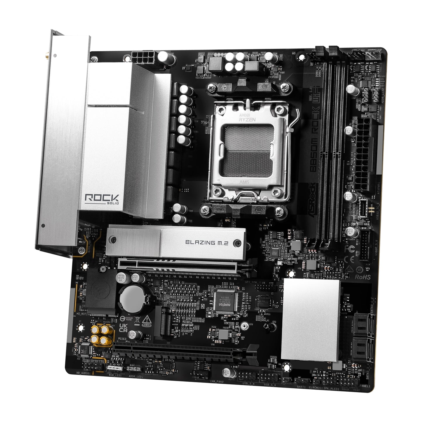 ASRock B850M Rock WiFi AMD AM5 Socket Motherboard, mATX, 2x DDR5 Slots, 2x M.2