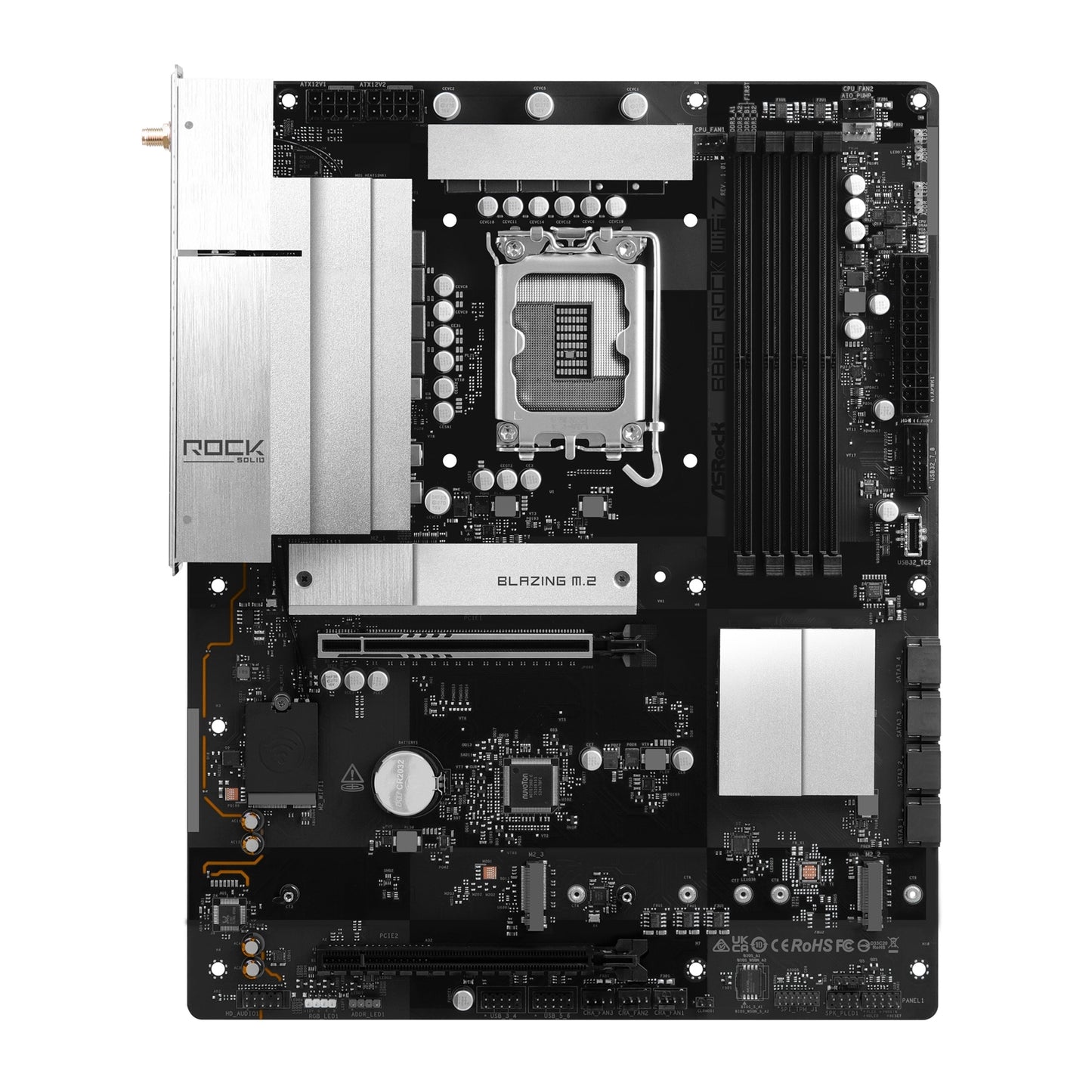 ASRock B860 Rock WiFi 7 Intel 1851 Socket Motherboard ATX 4x DDR5 Slots 3x M.2
