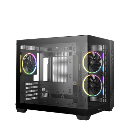 DeepCool CG330 3F Dual-Chamber ITX/mATX Tower PC Case Black, 3x120mm ARGB Fans