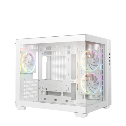 DeepCool CG330 3F Dual-Chamber ITX/mATX Tower PC Case White, 3x120mm ARGB Fans
