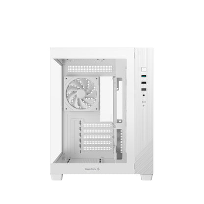DeepCool CG330 3F Dual-Chamber ITX/mATX Tower PC Case White, 3x120mm ARGB Fans