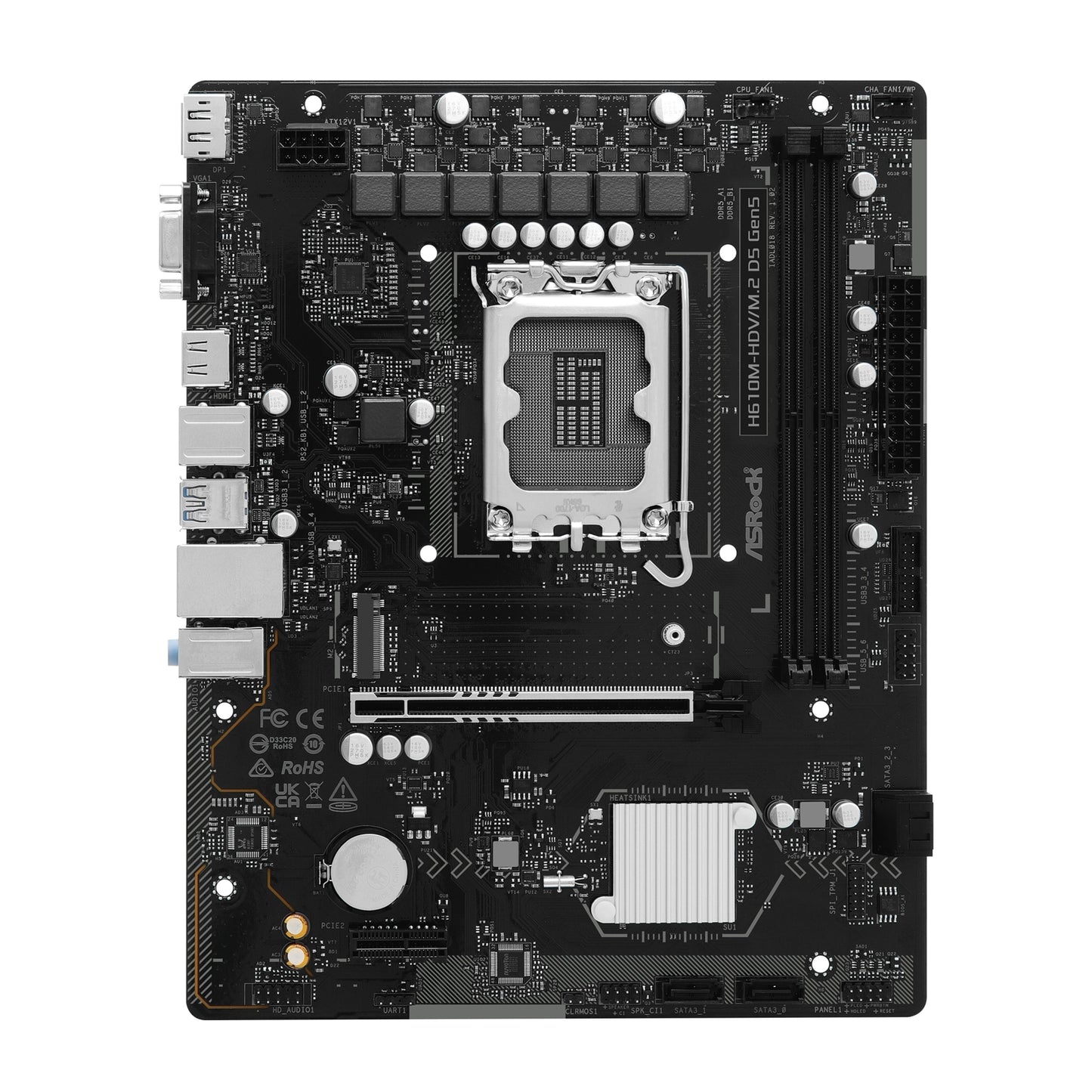 ASRock H610M-HDV/M.2 D5 Gen5 Motherboard, Intel 1700 Socket, Micro-ATX, DDR5