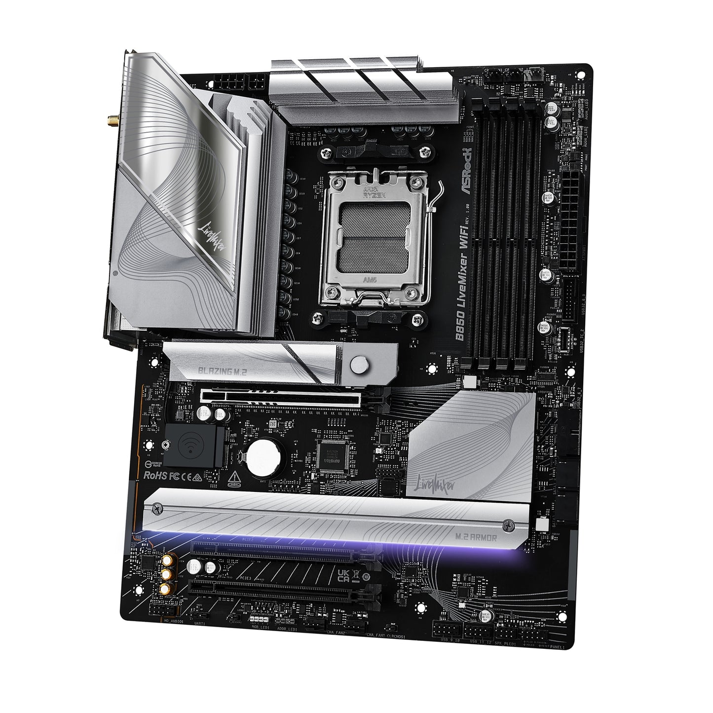 ASRock B850 LiveMixer WiFi Motherboard, AMD Socket AM5, ATX, DDR5, M.2, WiFi 7