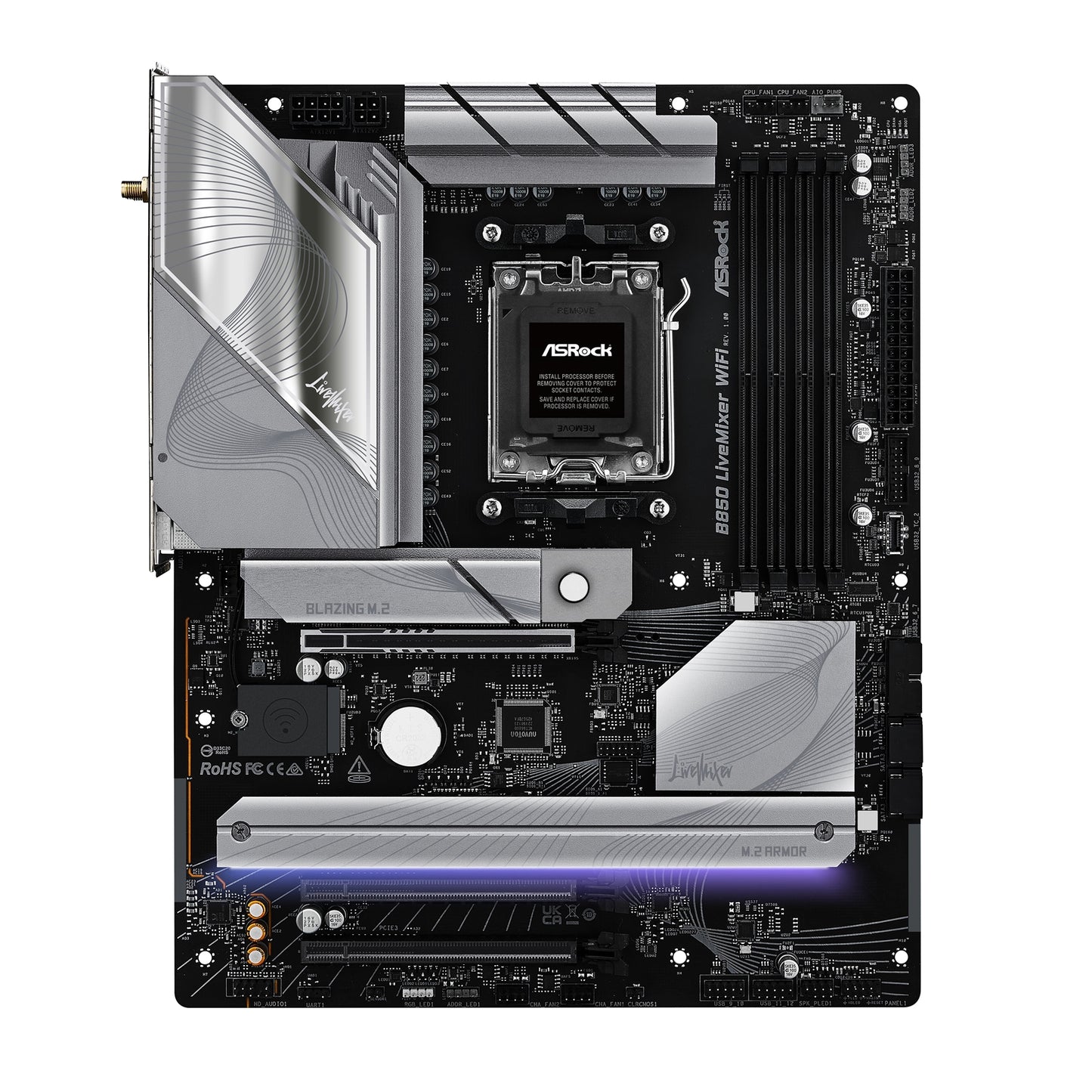 ASRock B850 LiveMixer WiFi Motherboard, AMD Socket AM5, ATX, DDR5, M.2, WiFi 7