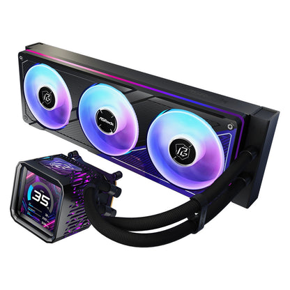ASRock Phantom Gaming 360 LCD AIO Liquid CPU Cooler - ARGB Fans, LCD Display