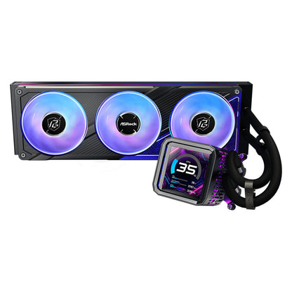 ASRock Phantom Gaming 360 LCD AIO Liquid CPU Cooler - ARGB Fans, LCD Display