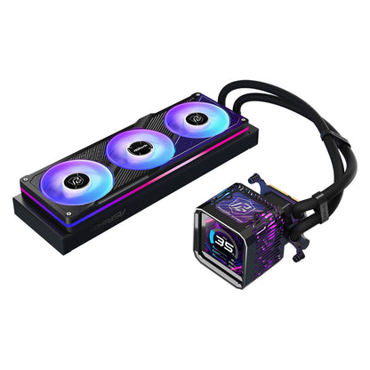 ASRock Phantom Gaming 360 LCD AIO Liquid CPU Cooler - ARGB Fans, LCD Display