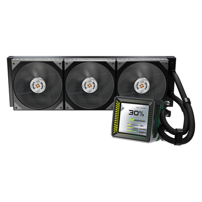 ASRock Steel Legend Dark 360 LCD AIO Liquid CPU Cooler - ARGB Fans, LCD Display