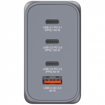 Verbatim GNC-240 GaN Charger 240W, USB-C 140W/ USB-C 100W/ USB-C 65W/ USB-A QC 3