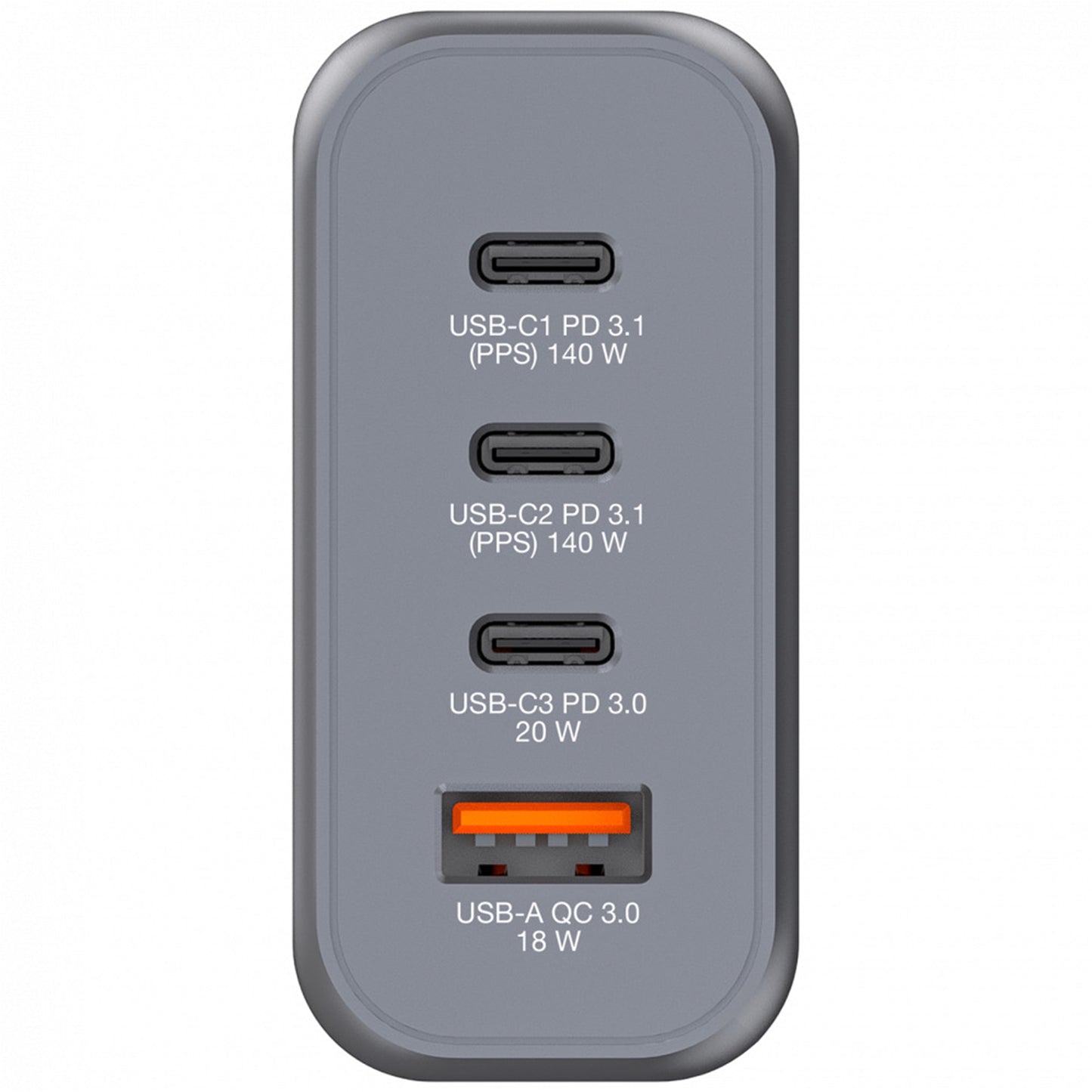 Verbatim GNC-140 GaN Charger 140W, 2x USB-C PD 140W/ USB-C PD 20W/ USB-A QC 3.0