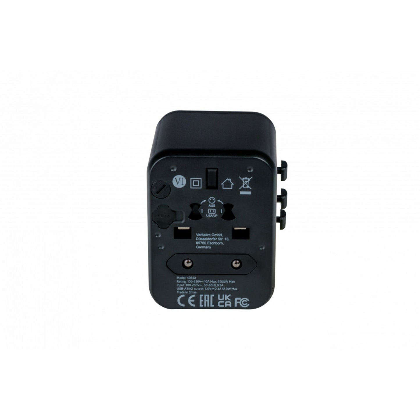 Verbatim (49543) UTA-01 Universal Travel Adapter with 2 x USB-A Ports