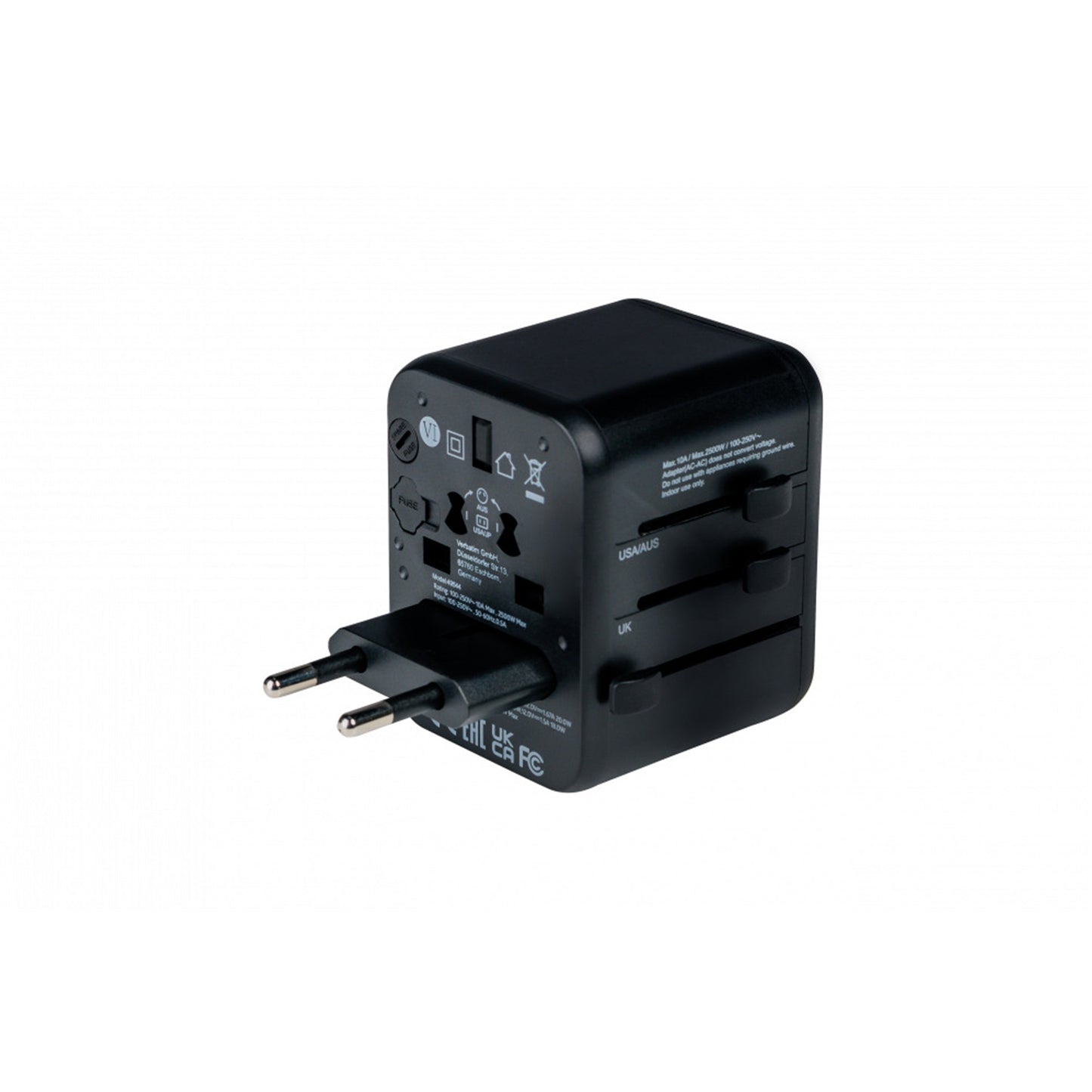 Verbatim UTA-02 Universal Travel Adapter with USB-C PD 20W / USB-A QC 3.0