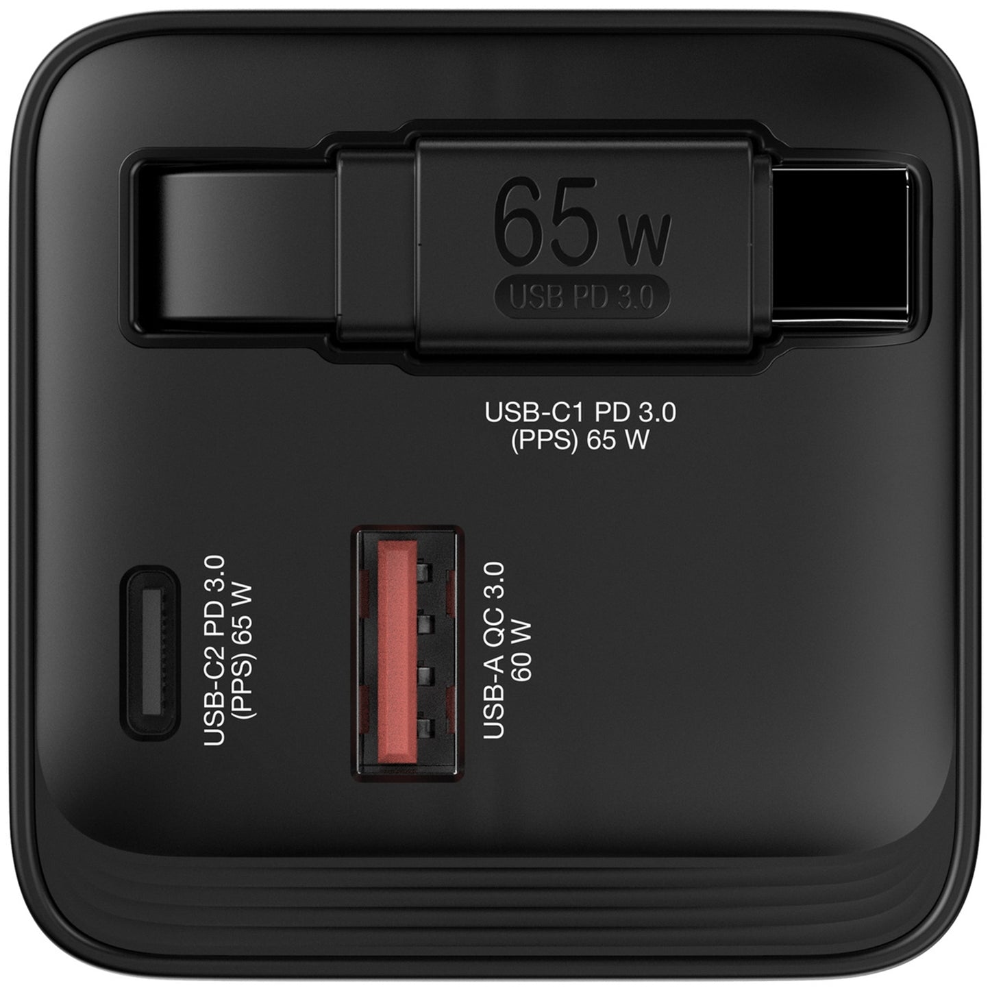 Verbatim (32217) GaN Wall Charger 65W 2 Port with Retractable Cable