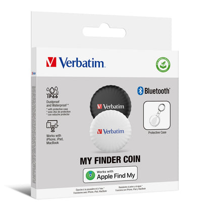 Verbatim MYFC-02BW My Finder Coin Bluetooth Item Finder 2 pack Black / White