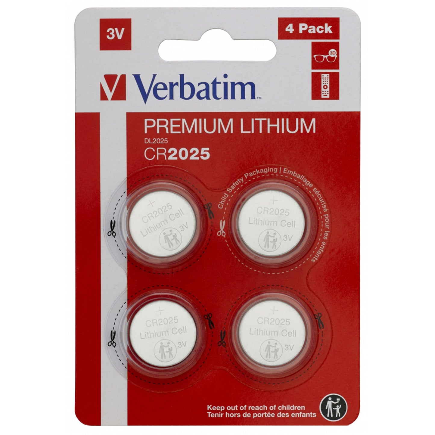 Verbatim (49532) CR2025 Battery Lithium 3V 4 Pack