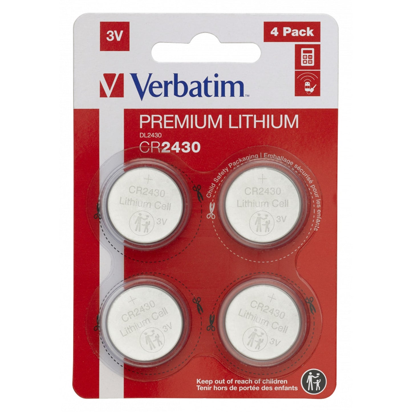 Verbatim (49534) CR2430 Battery Lithium 3V 4 Pack