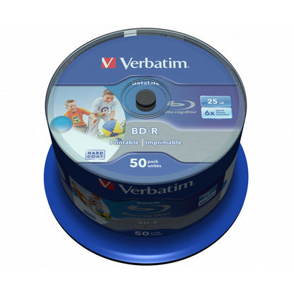 Verbatim (43812) BD-R SL Datalife 25GB 6X 50 Pack Spindle Wide Printable No ID