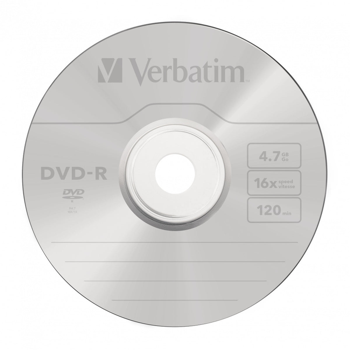 Verbatim (43549) DVD-R 16X 100 Pack Spindle 4.7GB Matt Silver