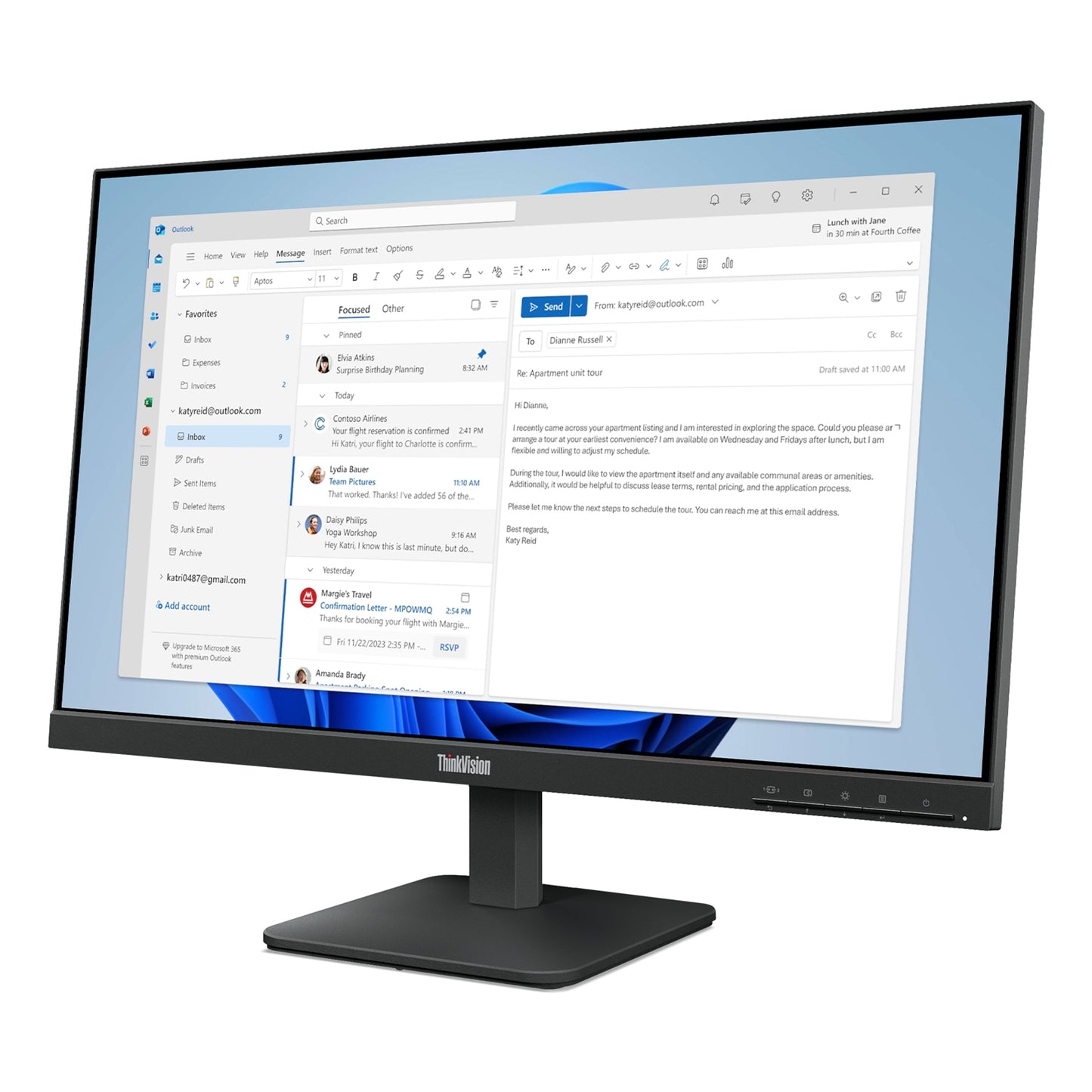 Lenovo ThinkVision S24-4E 24 Inch FHD WLED Monitor, 100Hz, 4ms, Tilt Adjustable