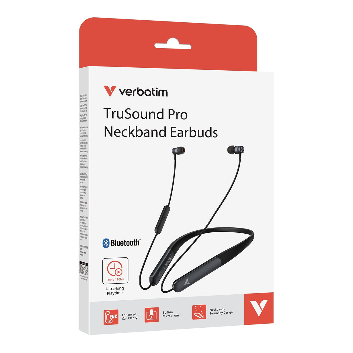 Verbatim TruSound Pro Neckband ENC Bluetooth Earbuds in Black