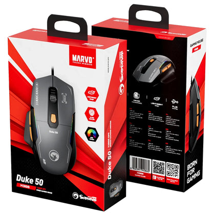 Marvo Duke 50 M368 68g Wired Gaming Mouse, Up to 12800 DPI, 1000Hz Polling Rate