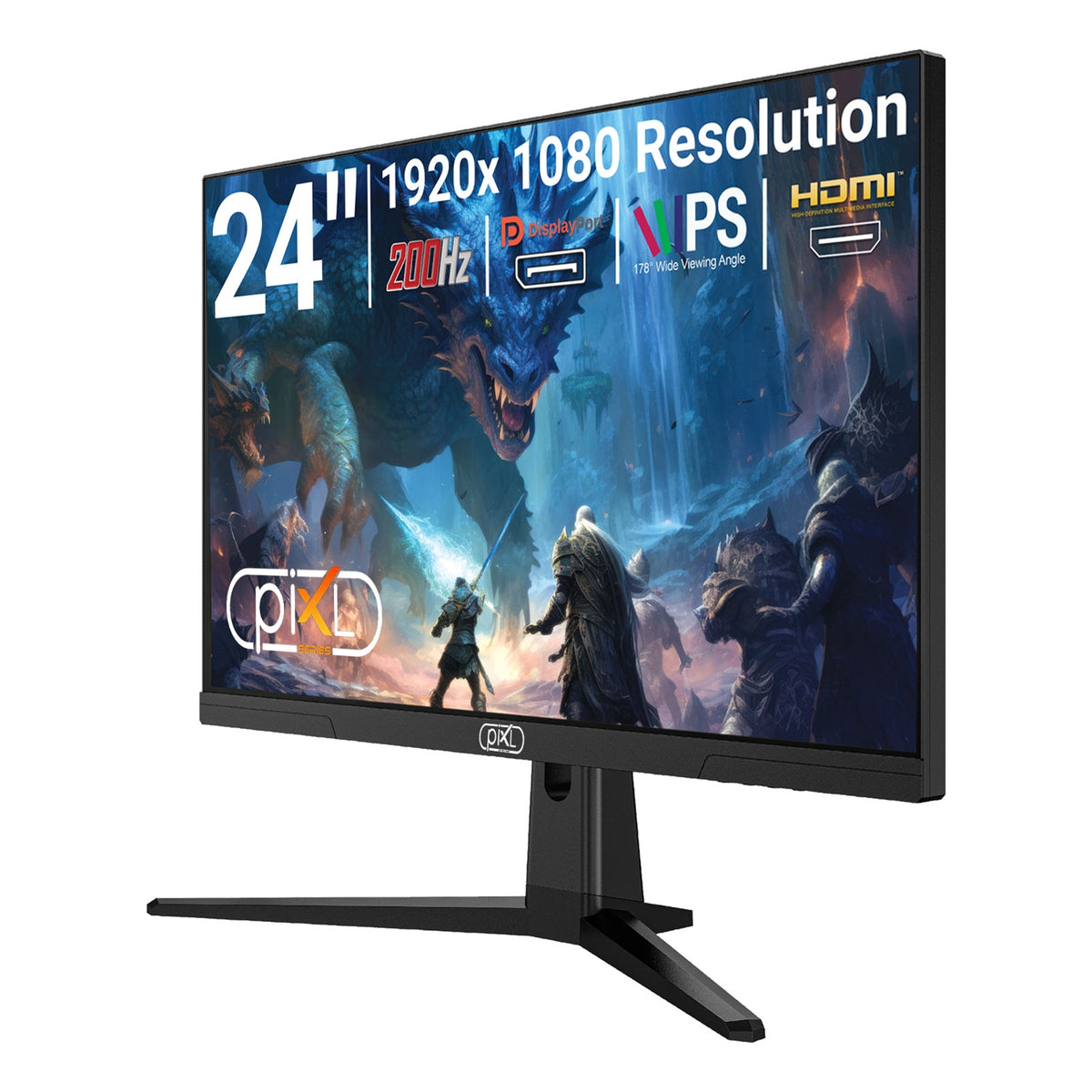 piXL X-Series GS24IDPHA 24.5 Inch Full HD IPS Gaming Monitor, 200Hz, 0.5ms