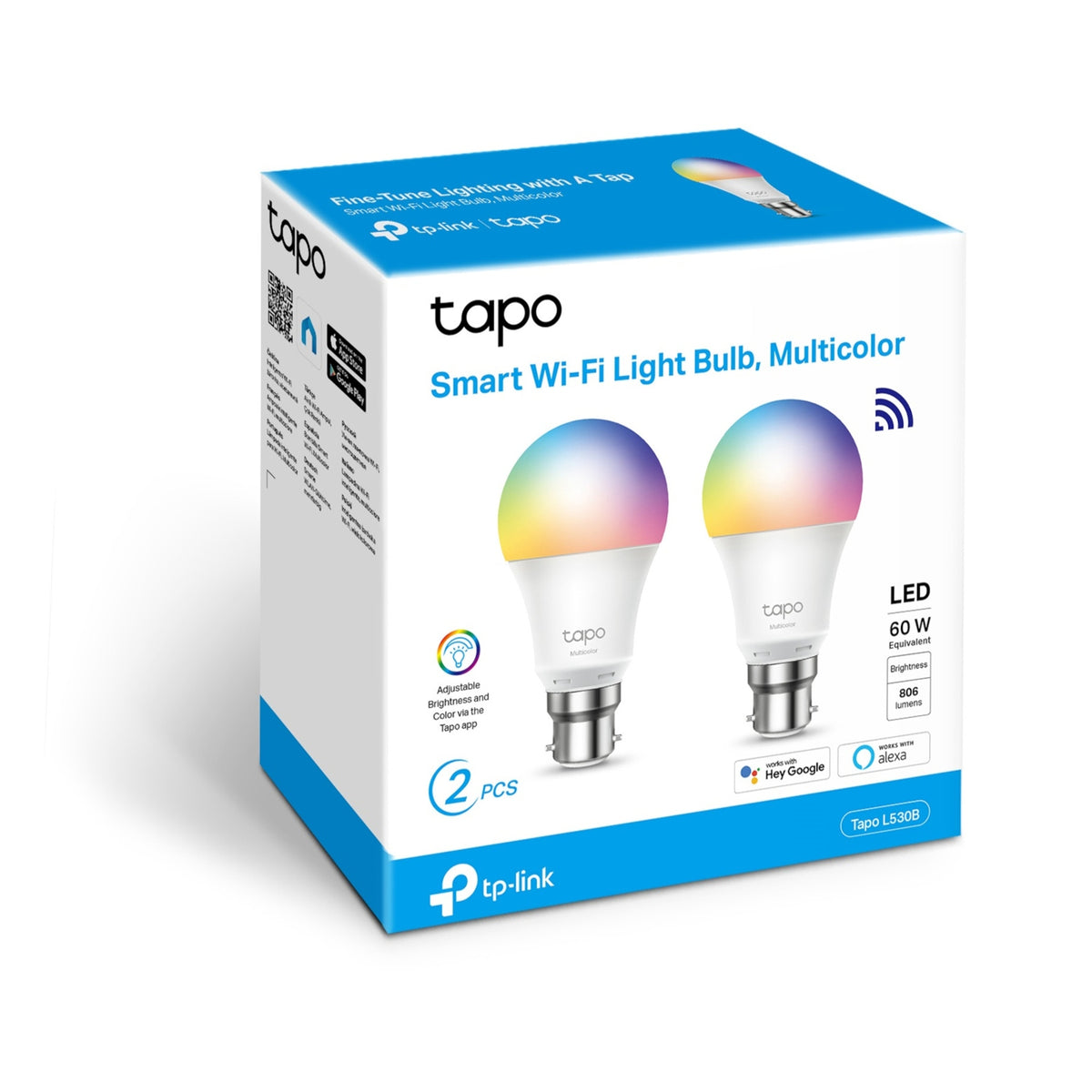 TP-Link Tapo B22 L530B Multicolor Smart Wi-Fi Light Bulb - 2 Pack