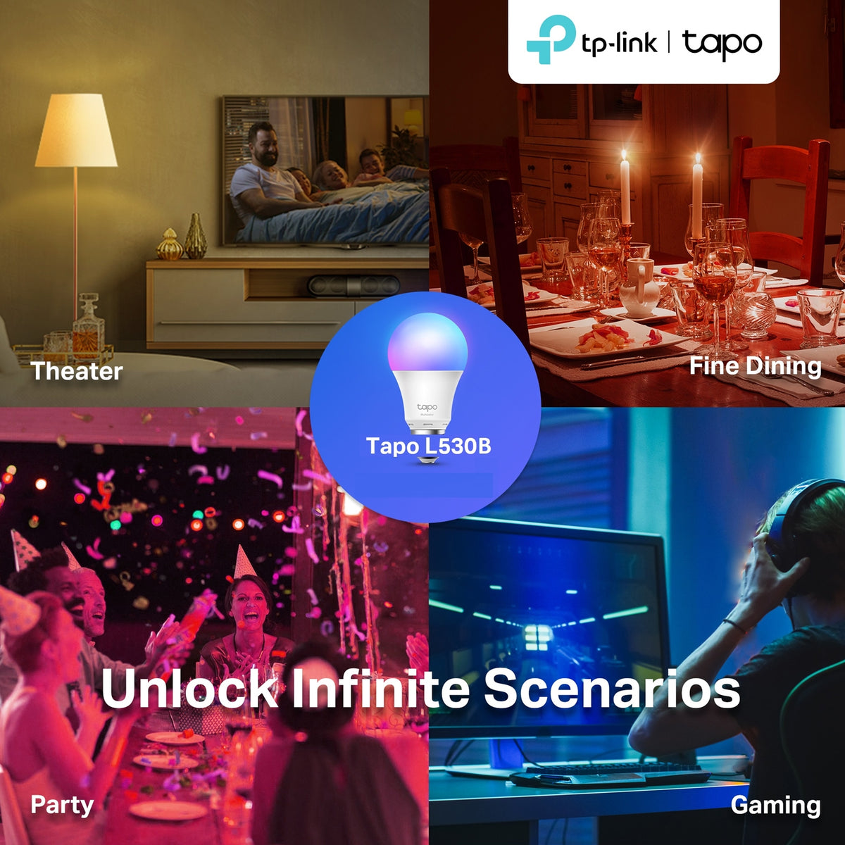 TP-Link Tapo B22 L530B Multicolor Smart Wi-Fi Light Bulb - 2 Pack