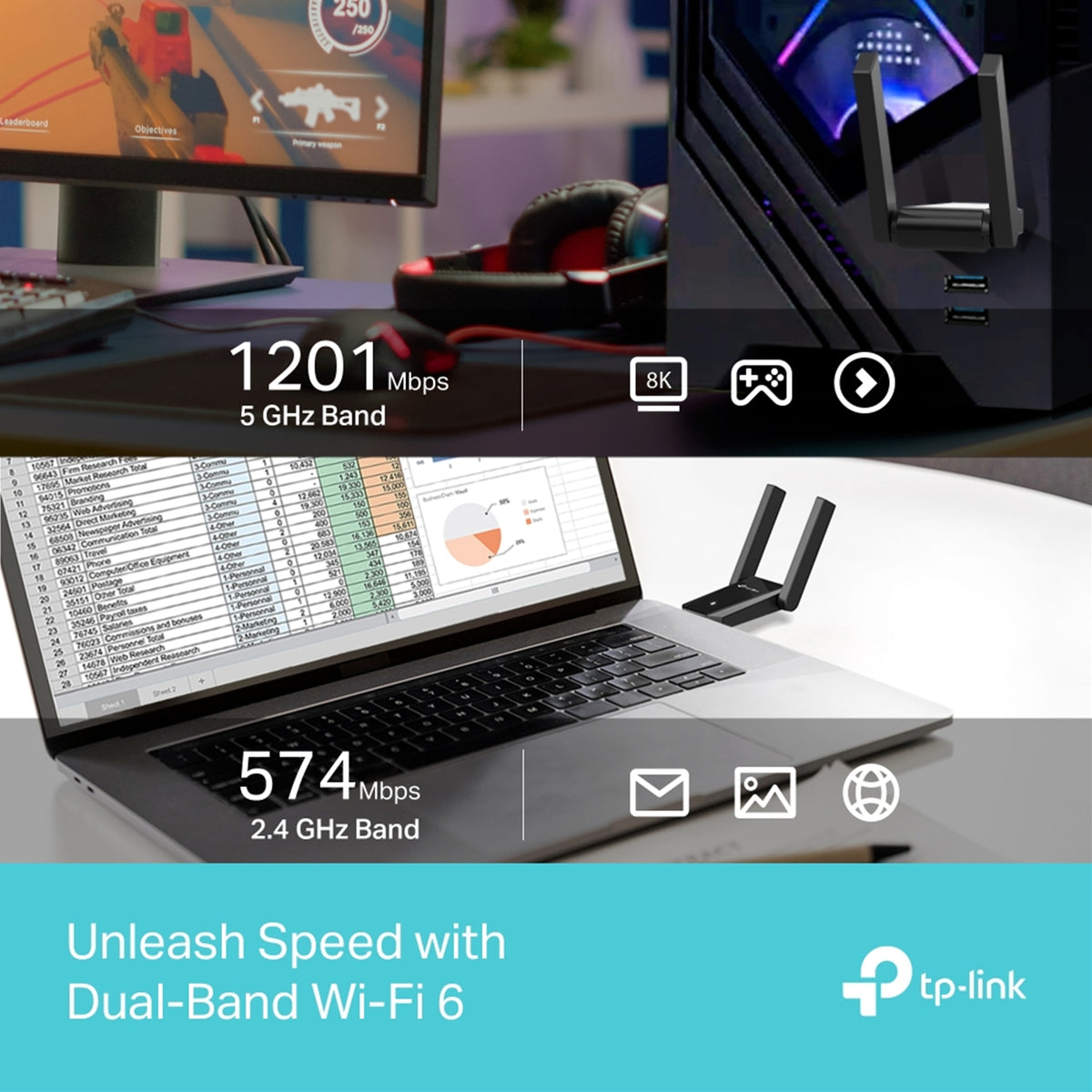 TP-Link ARCHER TX30U PLUS AX1800 Dual Antennas High Gain Wireless USB Adapter