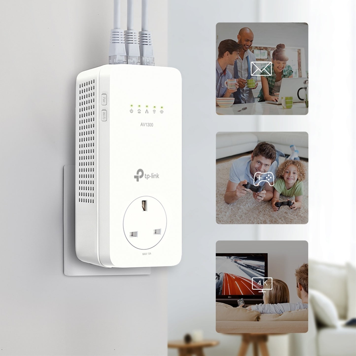 TP-Link TL-WPA8631P KIT AV1300 Gigabit Passthrough Powerline ac Wi-Fi Kit